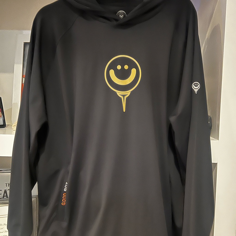 Men's Black Hoodie with Yellow Smiley Logo